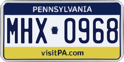 PA license plate MHX0968