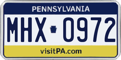 PA license plate MHX0972