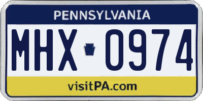 PA license plate MHX0974