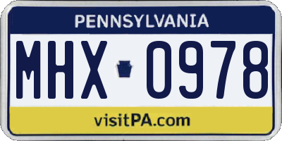 PA license plate MHX0978