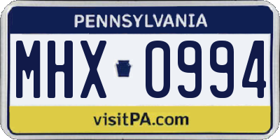 PA license plate MHX0994