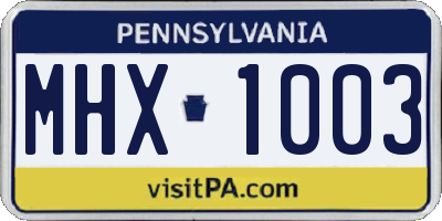 PA license plate MHX1003