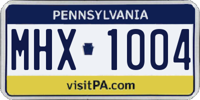 PA license plate MHX1004
