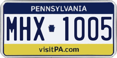 PA license plate MHX1005