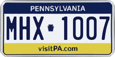 PA license plate MHX1007