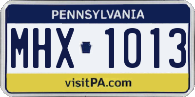 PA license plate MHX1013