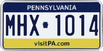 PA license plate MHX1014