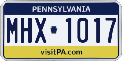 PA license plate MHX1017