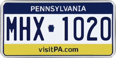 PA license plate MHX1020