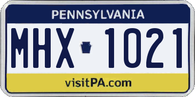 PA license plate MHX1021