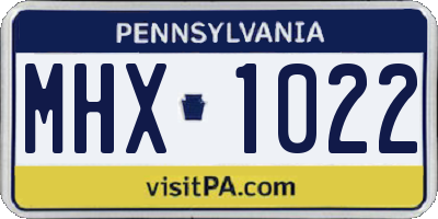 PA license plate MHX1022