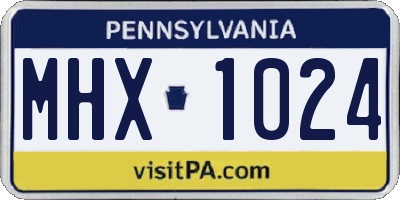 PA license plate MHX1024