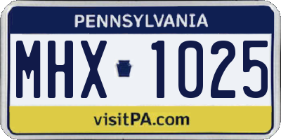 PA license plate MHX1025