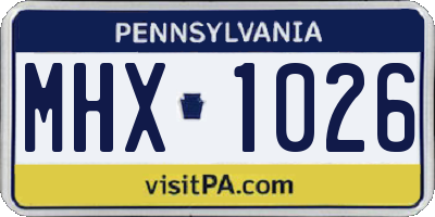 PA license plate MHX1026