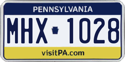 PA license plate MHX1028