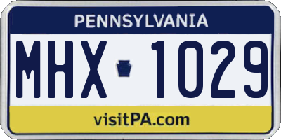 PA license plate MHX1029