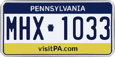 PA license plate MHX1033