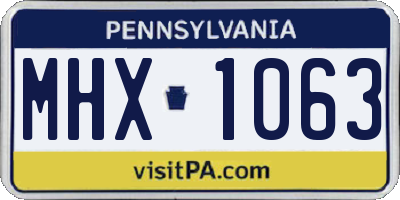 PA license plate MHX1063