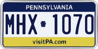PA license plate MHX1070