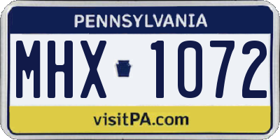 PA license plate MHX1072