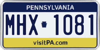 PA license plate MHX1081