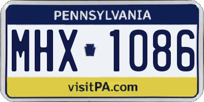 PA license plate MHX1086