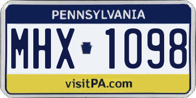 PA license plate MHX1098