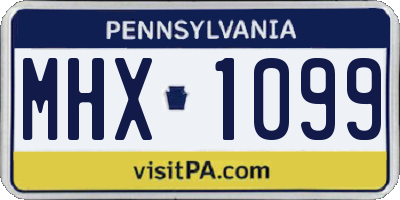 PA license plate MHX1099