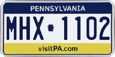 PA license plate MHX1102