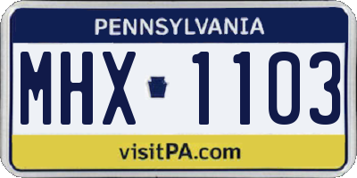 PA license plate MHX1103