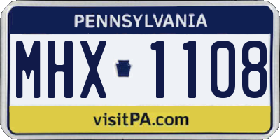 PA license plate MHX1108