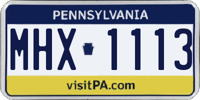 PA license plate MHX1113
