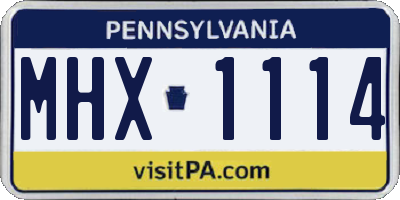 PA license plate MHX1114