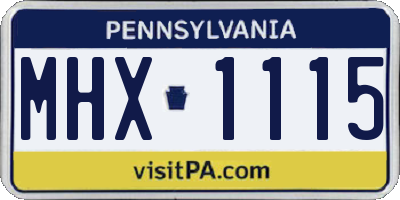 PA license plate MHX1115