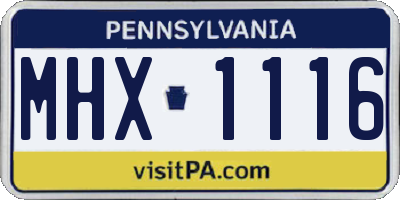 PA license plate MHX1116