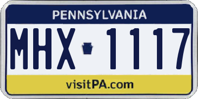 PA license plate MHX1117