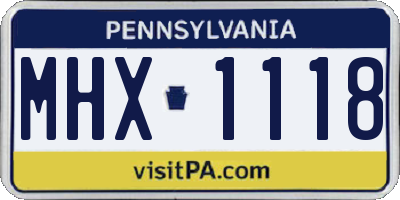 PA license plate MHX1118
