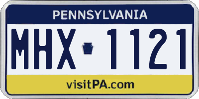 PA license plate MHX1121