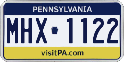 PA license plate MHX1122