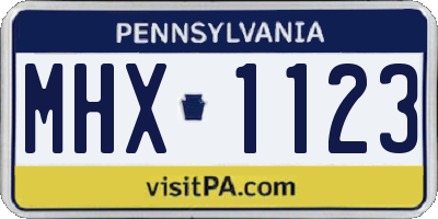PA license plate MHX1123
