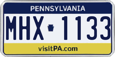 PA license plate MHX1133