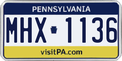 PA license plate MHX1136