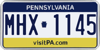 PA license plate MHX1145