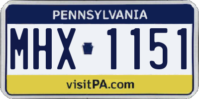PA license plate MHX1151