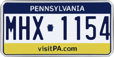 PA license plate MHX1154
