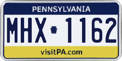 PA license plate MHX1162