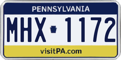 PA license plate MHX1172