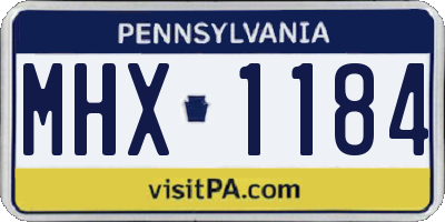 PA license plate MHX1184