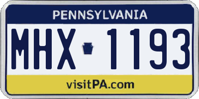 PA license plate MHX1193