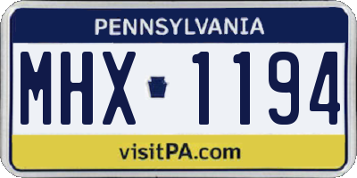 PA license plate MHX1194